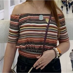 Woman's MARCI multicolor stripe off-shoulder top